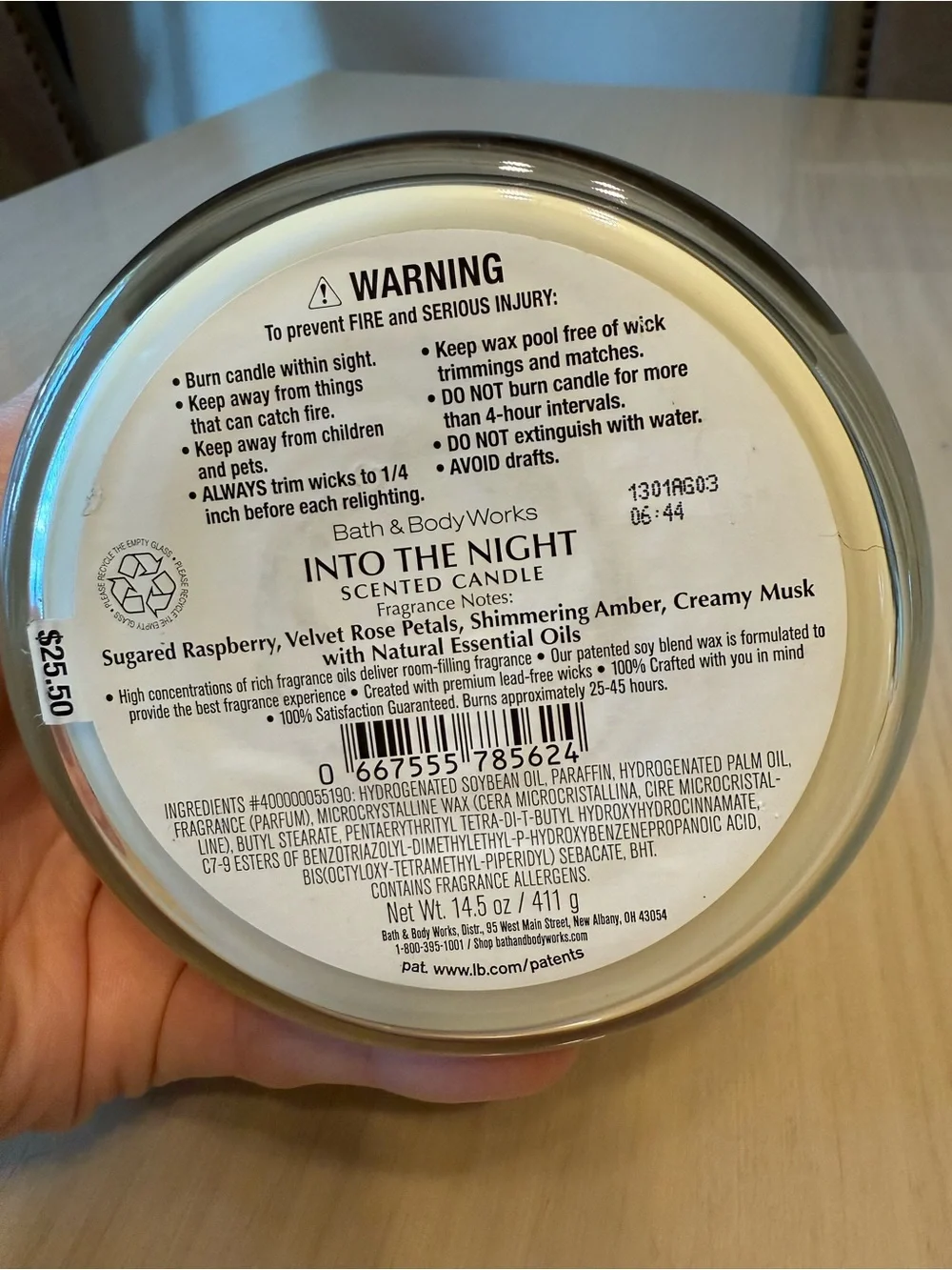 Bath and Body Works Into the Night 3 Wick Scented Candle Raspberry Noir Velvet